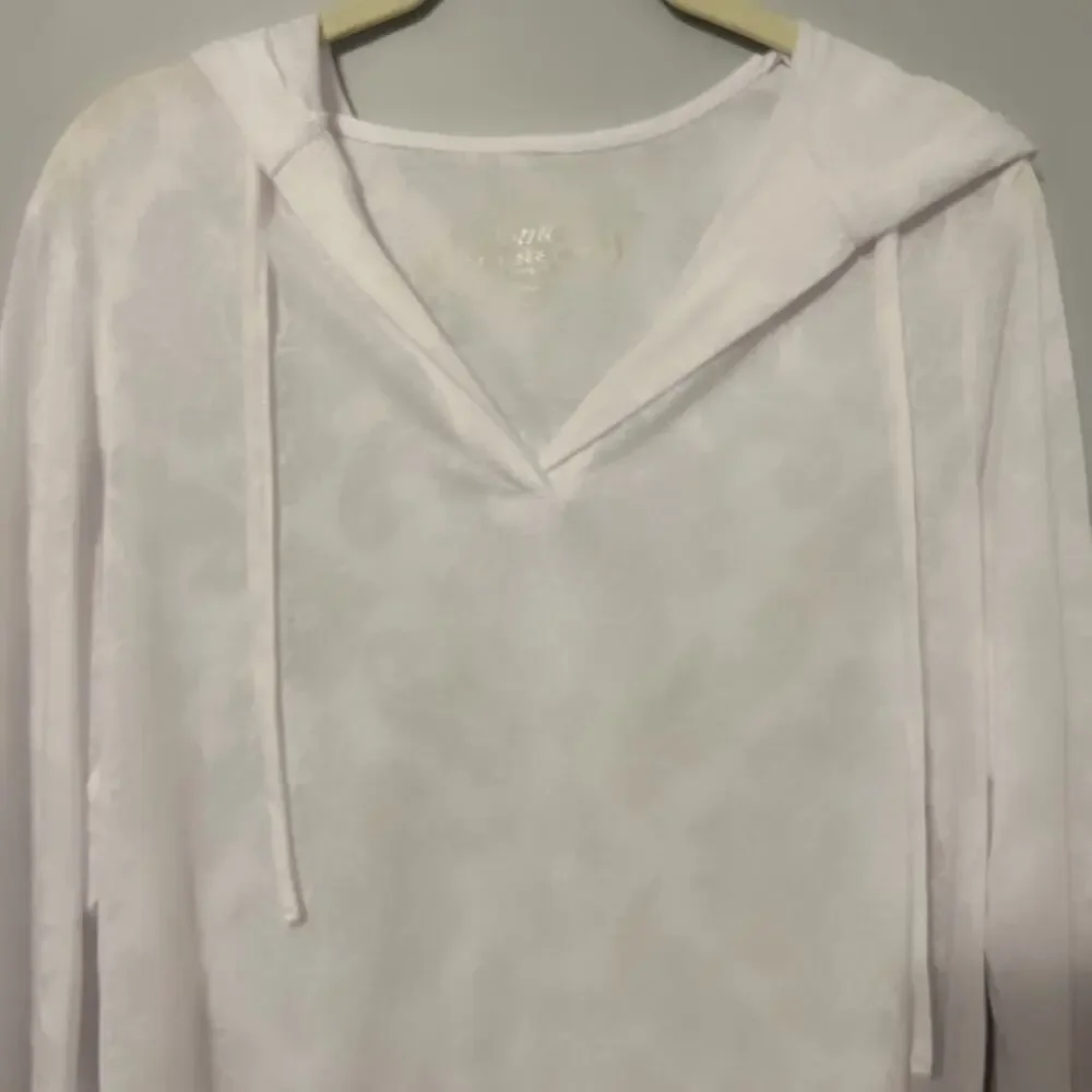 Soma Live Loungewear White Pull On Hooded Long Sleeve Shirt Lightweight Large - Picture 2 of 8